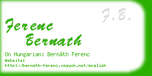 ferenc bernath business card