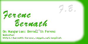 ferenc bernath business card